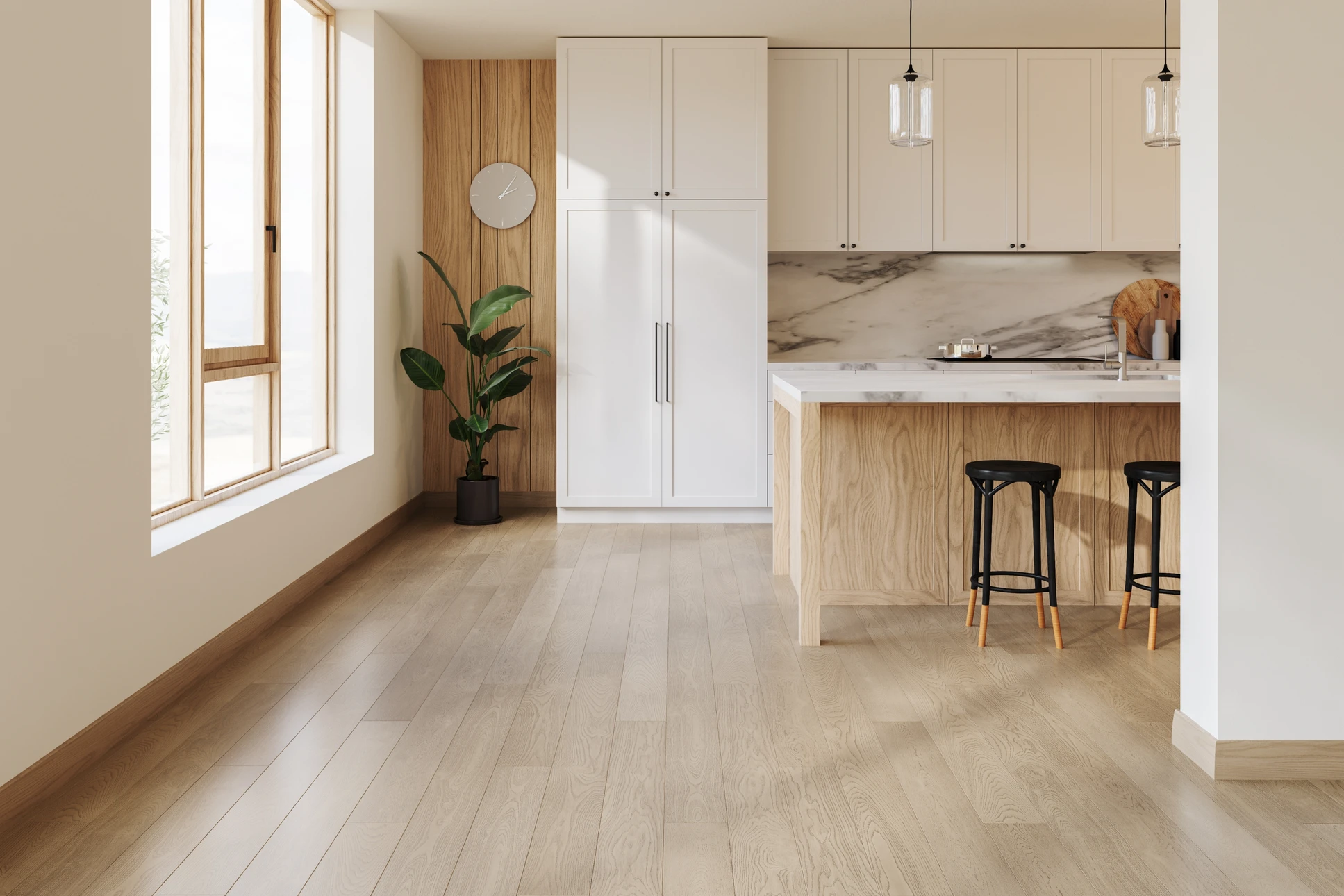 Chantier de rénovation extérieure d'une maison avec ouvriers installant un échafaudage métallique